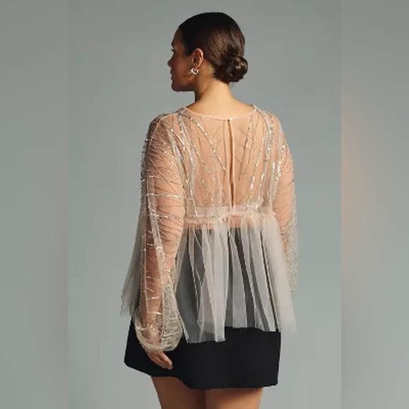 NWT Anthropologie Forever That Girl Embellished Sheer Top XS - Picture 5 of 7